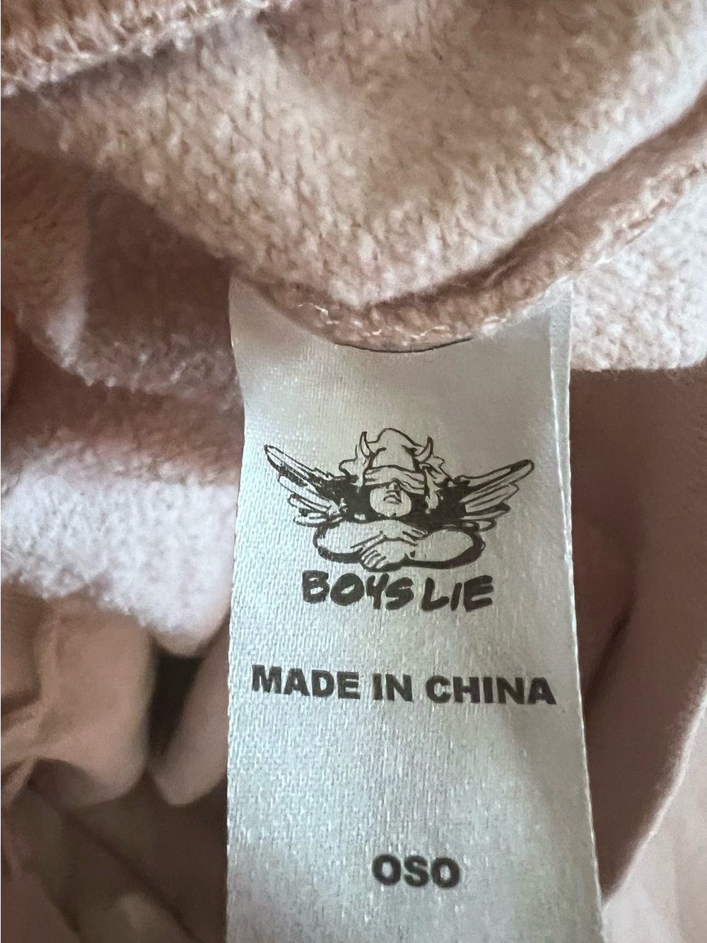 Boys Lie Blush Pink Hoodie with Angel Logo - Picture 3 of 4
